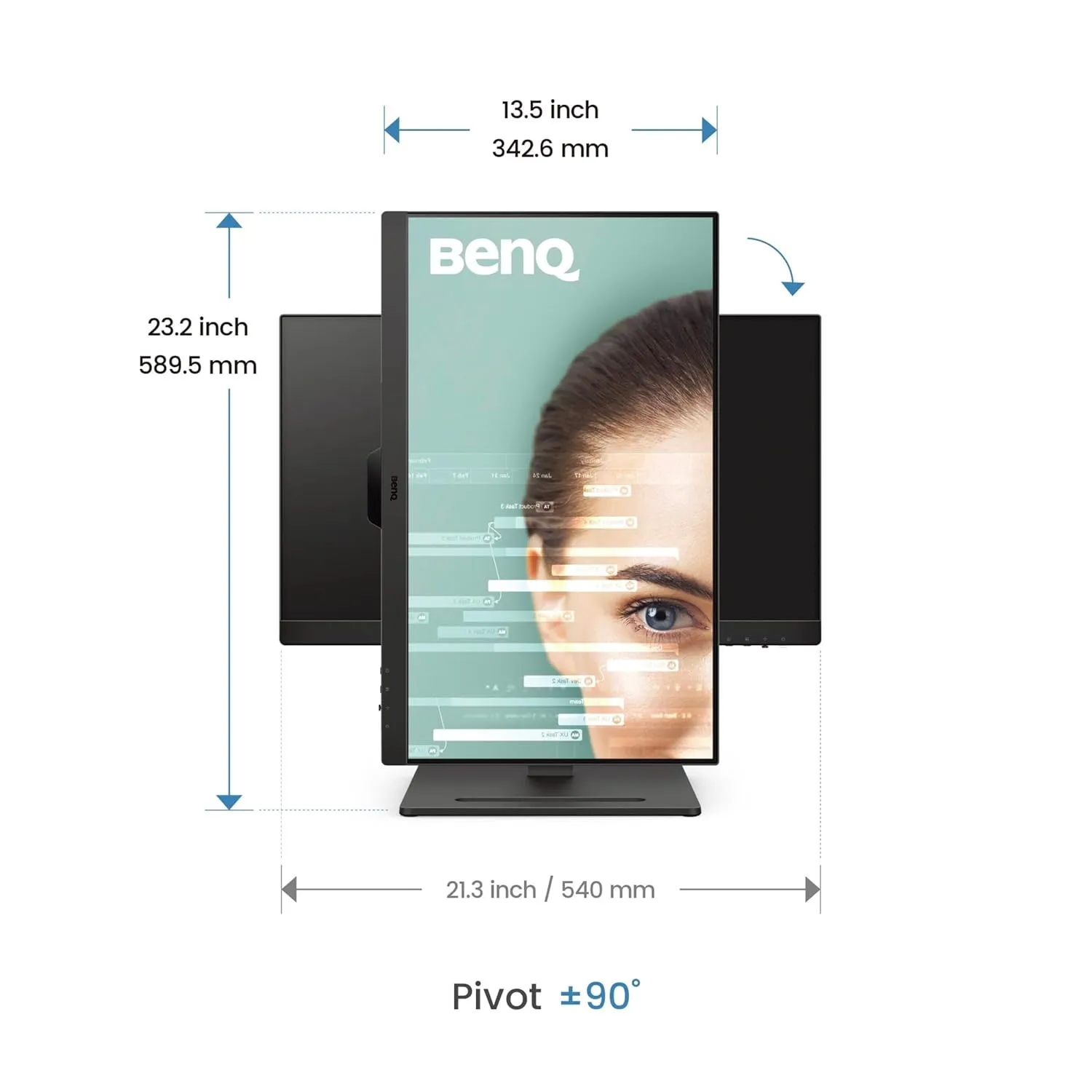 BenQ LED Monitor 23.8" IPS Panel 100Hz Tilt, Pivot Swivel With HDMI | DP | Speaker (GW2490T) view 3